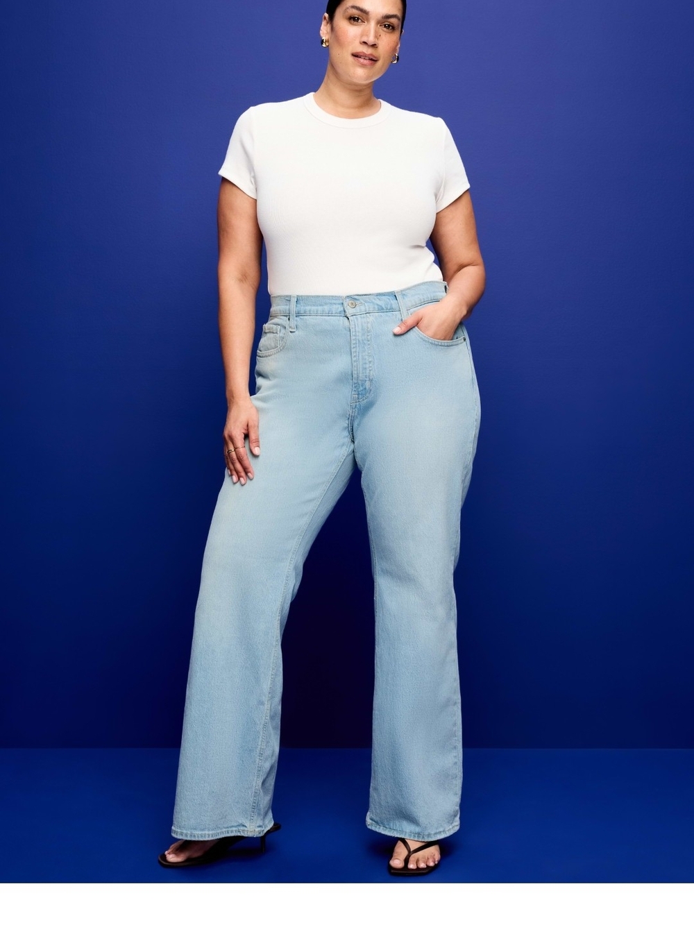 OLD NAVY Mid Rise Loose Boot Cut  Jeans- Light Blue